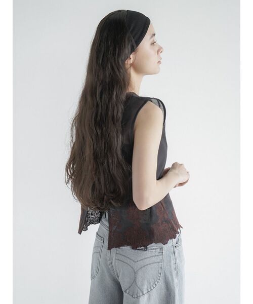 FIKA.(フィーカ)の「Flower embroidery mesh vest(シャツ/ブラウス・レディース・ブラック/オフホワイト・MEDIUM)」の12枚目の写真