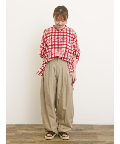 Samansa Mos2（サマンサ モスモス）の「柄アソートドルマンスリーブ切替シャツ（シャツ/ブラウス・レディース・グリーン/オフホワイト/レッド/ブラック・F）」の12枚目の写真