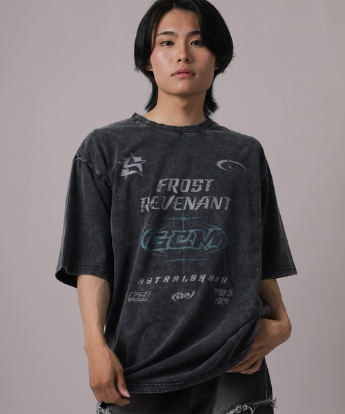 tシャツ 袖レースロックプリントTシャツ レディース ヴィンテージ風ロックT】 ロックプリント 半袖 Tシャツ