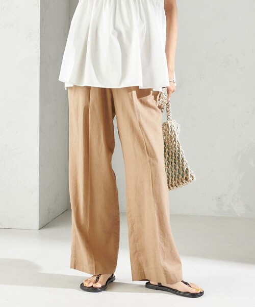 SHIPS（シップス）の「〈手洗い可能〉綿麻 ビエラ 2タック パンツ（その他パンツ・レディース・ブラック/レッド/ベージュ系・38/36）」の9枚目の写真