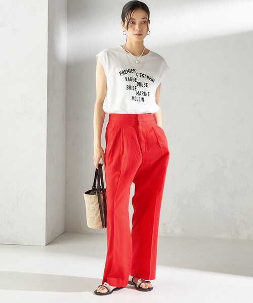 SHIPS（シップス）の「〈手洗い可能〉綿麻 ビエラ 2タック パンツ（その他パンツ・レディース・ブラック/レッド/ベージュ系・38/36）」の10枚目の写真