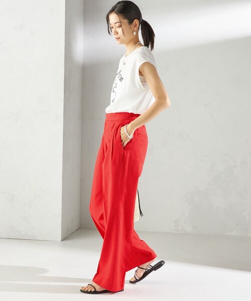 SHIPS（シップス）の「〈手洗い可能〉綿麻 ビエラ 2タック パンツ（その他パンツ・レディース・ブラック/レッド/ベージュ系・38/36）」の12枚目の写真