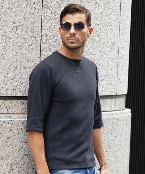 SOMEDIFF(サムディフ)の「【SOMEDIFF】7分袖プレミアムカットソー メンズ Tシャツ 七分丈 タイト 春服(Tシャツ/カットソー・メンズ・ブラック系1/ホワイト/ホワイト系1/ブラック/アッシュグレー/グレー系1/ネイビー系1/ネイビー・XXL/L/M/XL)」の1枚目の写真