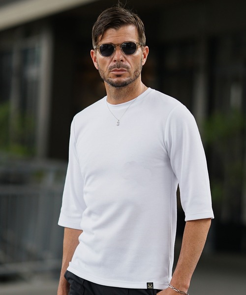 SOMEDIFF(サムディフ)の「【SOMEDIFF】7分袖プレミアムカットソー メンズ Tシャツ 七分丈 タイト 春服(Tシャツ/カットソー・メンズ・ブラック系1/ホワイト/ホワイト系1/ブラック/アッシュグレー/グレー系1/ネイビー系1/ネイビー・XXL/L/M/XL)」の18枚目の写真