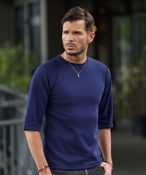 SOMEDIFF(サムディフ)の「【SOMEDIFF】7分袖プレミアムカットソー メンズ Tシャツ 七分丈 タイト 春服(Tシャツ/カットソー・メンズ・ブラック系1/ホワイト/ホワイト系1/ブラック/アッシュグレー/グレー系1/ネイビー系1/ネイビー・XXL/L/M/XL)」の10枚目の写真