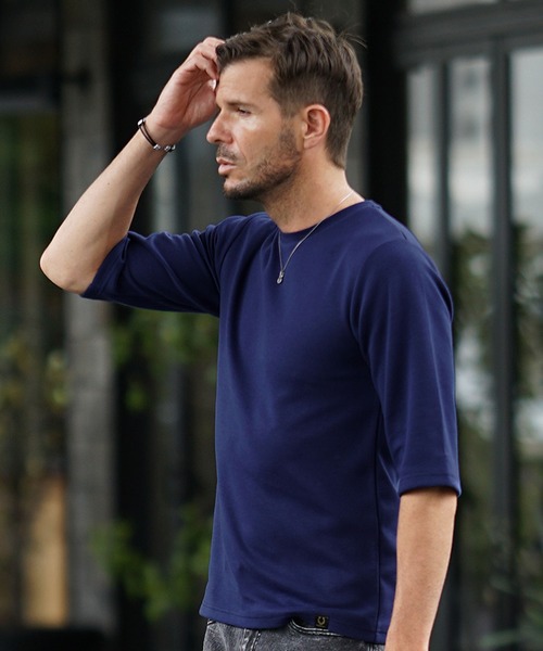 SOMEDIFF(サムディフ)の「【SOMEDIFF】7分袖プレミアムカットソー メンズ Tシャツ 七分丈 タイト 春服(Tシャツ/カットソー・メンズ・ブラック系1/ホワイト/ホワイト系1/ブラック/アッシュグレー/グレー系1/ネイビー系1/ネイビー・XXL/L/M/XL)」の11枚目の写真