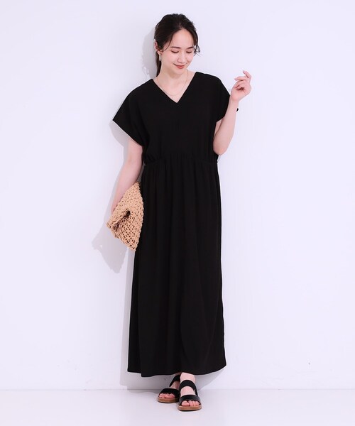 DRESKIP（ドレスキップ）の「【前後2WAY】さらりと大人上品に 楊柳フレンチワンピース（ワンピース・レディース・ブラウン系その他/ブラック/オレンジ・00）」の5枚目の写真