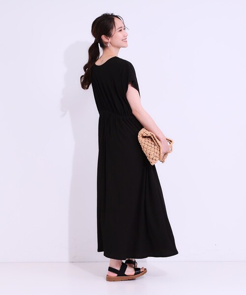 DRESKIP（ドレスキップ）の「【前後2WAY】さらりと大人上品に 楊柳フレンチワンピース（ワンピース・レディース・ブラウン系その他/ブラック/オレンジ・00）」の8枚目の写真