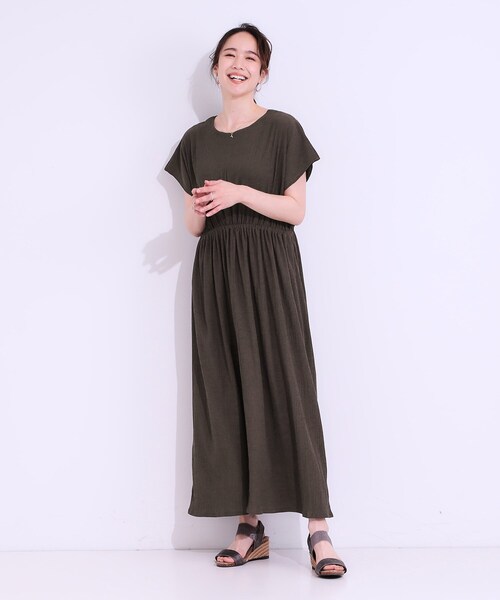 DRESKIP（ドレスキップ）の「【前後2WAY】さらりと大人上品に 楊柳フレンチワンピース（ワンピース・レディース・ブラウン系その他/ブラック/オレンジ・00）」の12枚目の写真