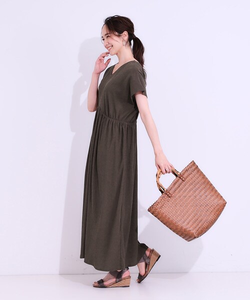 DRESKIP（ドレスキップ）の「【前後2WAY】さらりと大人上品に 楊柳フレンチワンピース（ワンピース・レディース・ブラウン系その他/ブラック/オレンジ・00）」の14枚目の写真