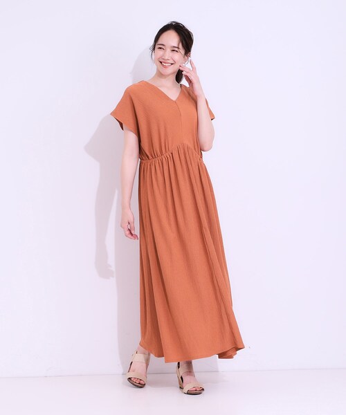 DRESKIP（ドレスキップ）の「【前後2WAY】さらりと大人上品に 楊柳フレンチワンピース（ワンピース・レディース・ブラウン系その他/ブラック/オレンジ・00）」の19枚目の写真