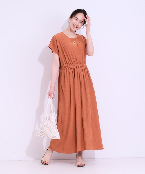 DRESKIP（ドレスキップ）の「【前後2WAY】さらりと大人上品に 楊柳フレンチワンピース（ワンピース・レディース・ブラウン系その他/ブラック/オレンジ・00）」の21枚目の写真