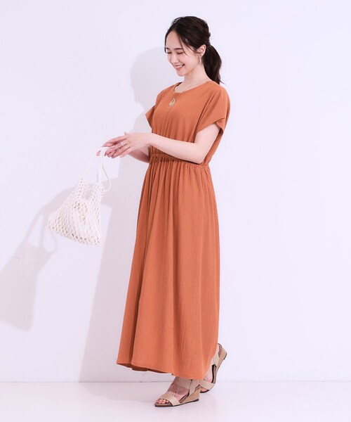 DRESKIP（ドレスキップ）の「【前後2WAY】さらりと大人上品に 楊柳フレンチワンピース（ワンピース・レディース・ブラウン系その他/ブラック/オレンジ・00）」の22枚目の写真