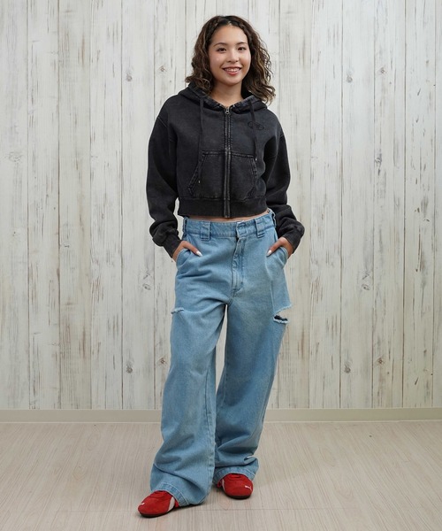 DC（ディーシー）の「DC/ディーシー ショート丈ジップパーカー LZP254307（パーカー・レディース・スミクロ/グレー/ベージュ/ミント・L/M）」の5枚目の写真