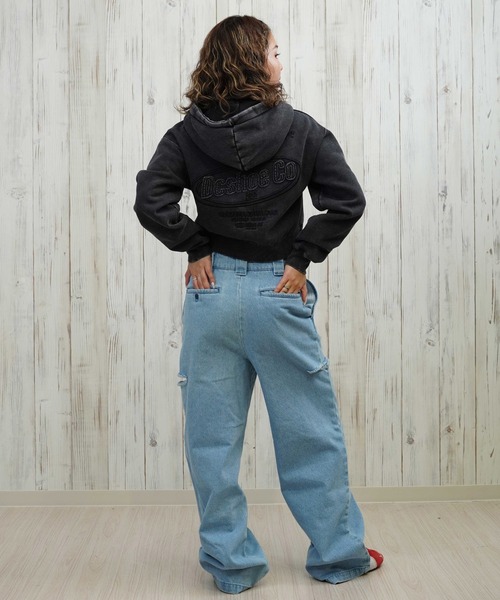 DC（ディーシー）の「DC/ディーシー ショート丈ジップパーカー LZP254307（パーカー・レディース・スミクロ/グレー/ベージュ/ミント・L/M）」の6枚目の写真