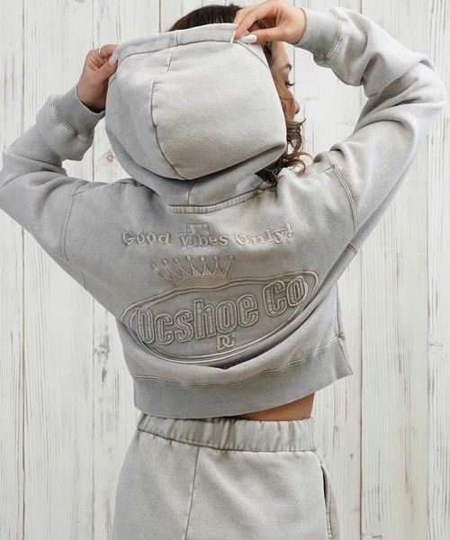 DC（ディーシー）の「DC/ディーシー ショート丈ジップパーカー LZP254307（パーカー・レディース・スミクロ/グレー/ベージュ/ミント・L/M）」の10枚目の写真