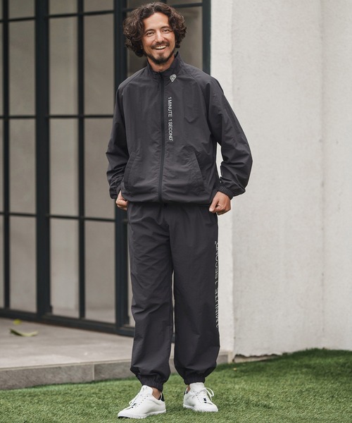 1minute 1second(ワンミニットワンセカンド)の「mj10864-cotton like nylon jacket with logo print スタンドカラージャケット(ブルゾン・メンズ・ネイビー/チャコール/ブラック・S/M/L/XL)」の18枚目の写真