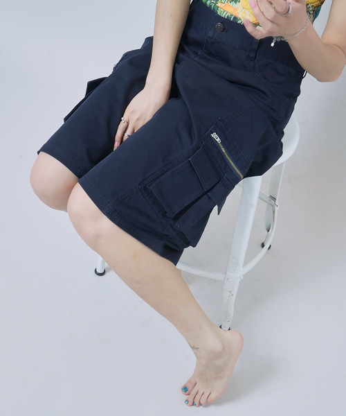 JOINT WORKS（ジョイントワークス）の「キリカエハーフカーゴ（カーゴパンツ・レディース・ネイビー/ピンク・SMALL/MEDIUM）」の6枚目の写真