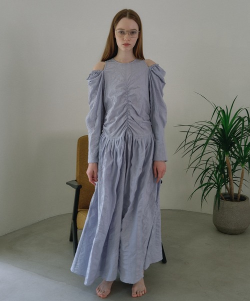 HONEY MI HONEY ワンピース back open swell jacquard long one-piece