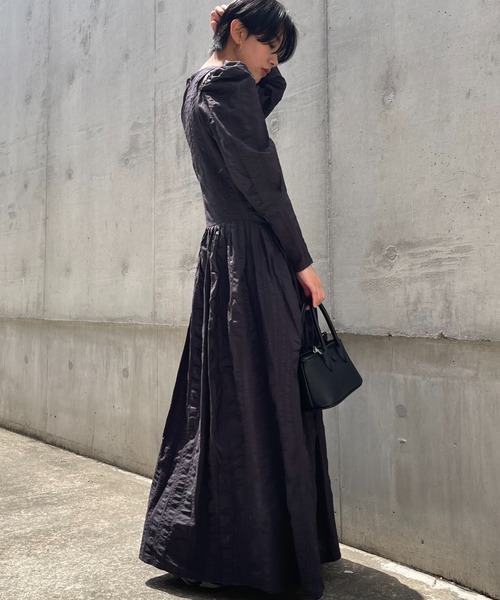 セール】shoulder cut off gather long one-piece（ワンピース