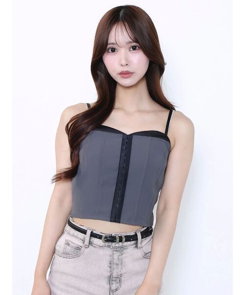 EATME（イートミー）の「フロントホックキャミTOP（キャミソール・レディース・ブラック/グレー/オフホワイト・FREE）」の4枚目の写真