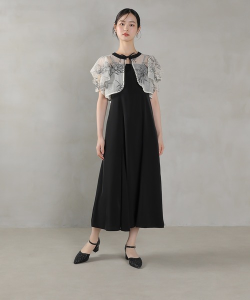 セール】ダブルフリルスリーブ フラワー刺繍 ボレロ マーメイド