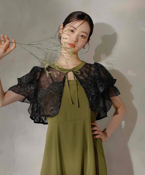 セール】ダブルフリルスリーブ フラワー刺繍 ボレロ マーメイド