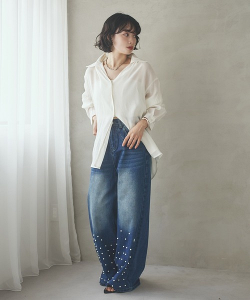LAULEN(ローレン)の「back smock ribbon shirt /バックスモックギャザーリボンシャツ(シャツ/ブラウス・レディース・グリーン/ブラック/アイボリー・FREE)」の14枚目の写真