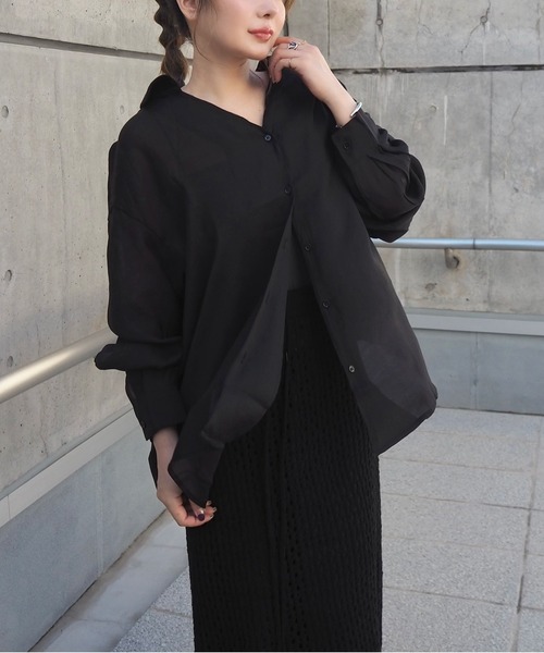LAULEN(ローレン)の「back smock ribbon shirt /バックスモックギャザーリボンシャツ(シャツ/ブラウス・レディース・グリーン/ブラック/アイボリー・FREE)」の16枚目の写真