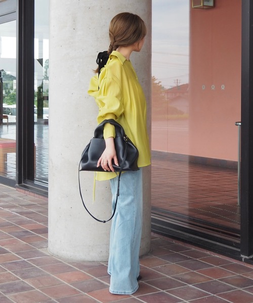 LAULEN(ローレン)の「back smock ribbon shirt /バックスモックギャザーリボンシャツ(シャツ/ブラウス・レディース・グリーン/ブラック/アイボリー・FREE)」の8枚目の写真