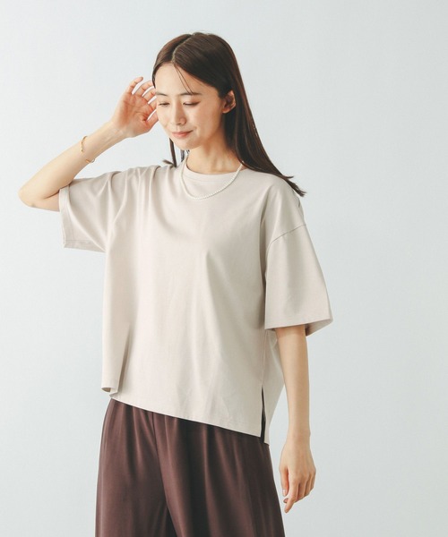 GLOBAL WORK(グローバルワーク)の「汗染み軽減ワイドT/499676(Tシャツ/カットソー・レディース・グレイッシュベージュ/ダークグレー/ホワイト/ピンク・MEDIUM/LARGE)」の4枚目の写真