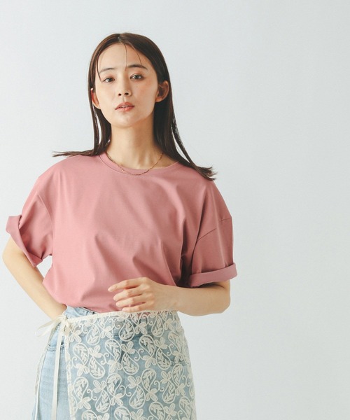GLOBAL WORK(グローバルワーク)の「汗染み軽減ワイドT/499676(Tシャツ/カットソー・レディース・グレイッシュベージュ/ダークグレー/ホワイト/ピンク・MEDIUM/LARGE)」の1枚目の写真