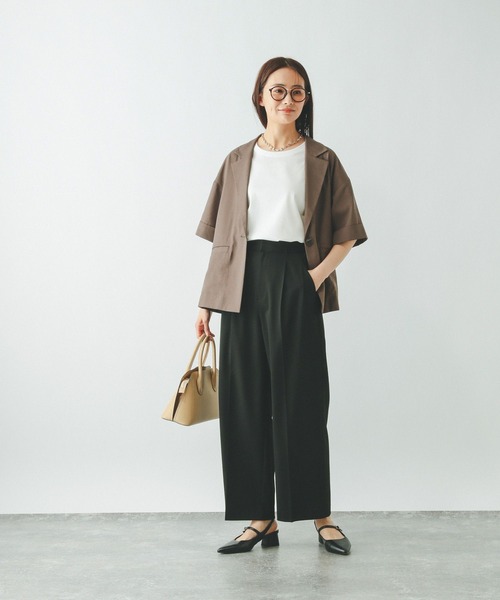 GLOBAL WORK(グローバルワーク)の「汗染み軽減ワイドT/499676(Tシャツ/カットソー・レディース・グレイッシュベージュ/ダークグレー/ホワイト/ピンク・MEDIUM/LARGE)」の6枚目の写真