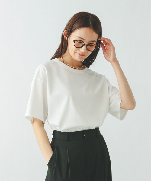 GLOBAL WORK(グローバルワーク)の「汗染み軽減ワイドT/499676(Tシャツ/カットソー・レディース・グレイッシュベージュ/ダークグレー/ホワイト/ピンク・MEDIUM/LARGE)」の7枚目の写真