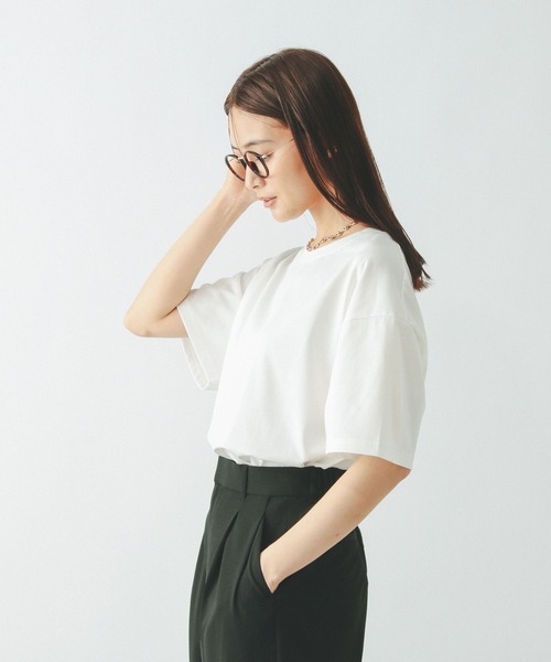GLOBAL WORK(グローバルワーク)の「汗染み軽減ワイドT/499676(Tシャツ/カットソー・レディース・グレイッシュベージュ/ダークグレー/ホワイト/ピンク・MEDIUM/LARGE)」の8枚目の写真