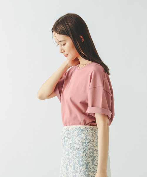 GLOBAL WORK(グローバルワーク)の「汗染み軽減ワイドT/499676(Tシャツ/カットソー・レディース・グレイッシュベージュ/ダークグレー/ホワイト/ピンク・MEDIUM/LARGE)」の20枚目の写真