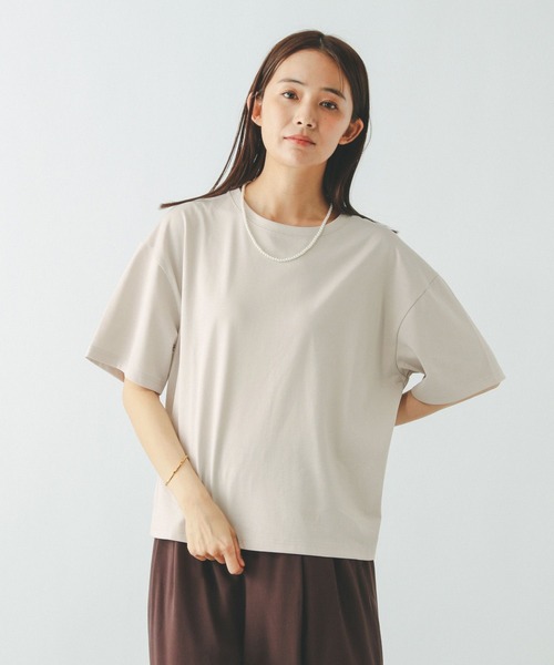 GLOBAL WORK(グローバルワーク)の「汗染み軽減ワイドT/499676(Tシャツ/カットソー・レディース・グレイッシュベージュ/ダークグレー/ホワイト/ピンク・MEDIUM/LARGE)」の15枚目の写真