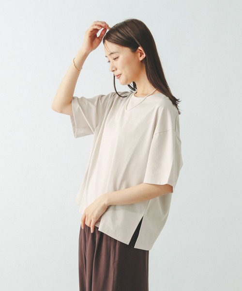 GLOBAL WORK(グローバルワーク)の「汗染み軽減ワイドT/499676(Tシャツ/カットソー・レディース・グレイッシュベージュ/ダークグレー/ホワイト/ピンク・MEDIUM/LARGE)」の16枚目の写真