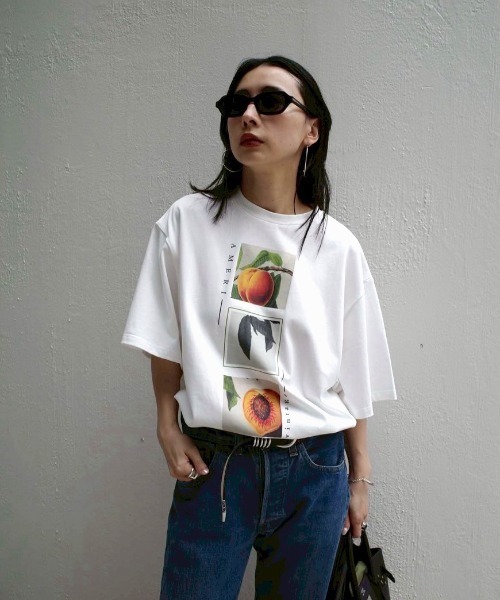 ꧁新 品꧂⚛️ AMERI アメリ デザインカットソー CROP FRAME PLUM TEE（Tシャツ/カットソー）｜Ameri（アメリ）の