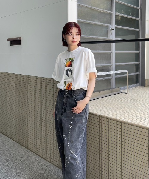 CROP FRAME PLUM TEE（Tシャツ/カットソー）｜Ameri（アメリ）の