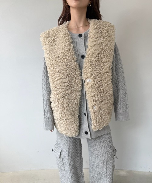 SANSeLF(サンセルフ)の「【SANSeLF】 ニットポケットカーディガン ケーブル編み フロントボタン saw25a014(カーディガン/ボレロ・レディース・グレー・FREE)」の18枚目の写真