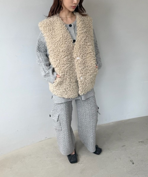 SANSeLF(サンセルフ)の「【SANSeLF】 ニットポケットカーディガン ケーブル編み フロントボタン saw25a014(カーディガン/ボレロ・レディース・グレー・FREE)」の20枚目の写真
