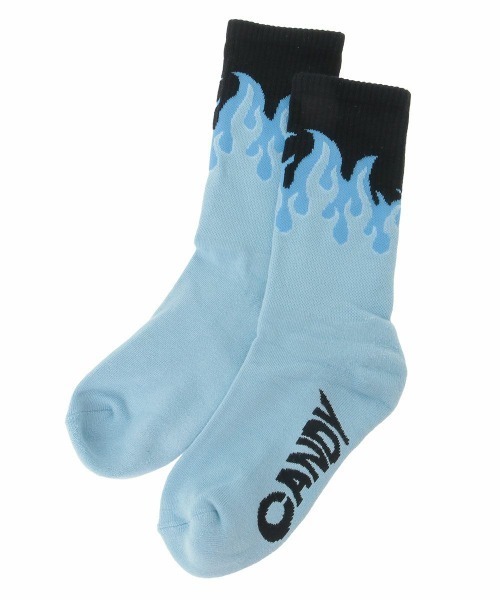 Candy Stripper（キャンディストリッパー）の「FIRE PATTERN RIB ソックス（ソックス/靴下・レディース・ブラック×ピンク/ブラック×ブルー/ライトブルー・FREE）」の2枚目の写真