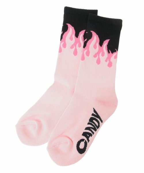 Candy Stripper（キャンディストリッパー）の「FIRE PATTERN RIB ソックス（ソックス/靴下・レディース・ブラック×ピンク/ブラック×ブルー/ライトブルー・FREE）」の3枚目の写真