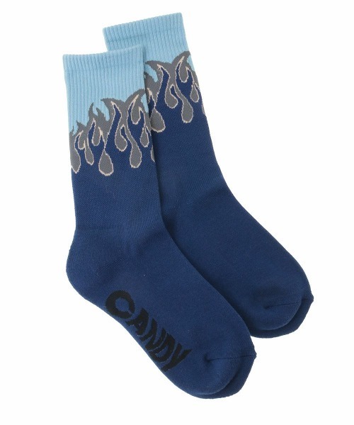 Candy Stripper（キャンディストリッパー）の「FIRE PATTERN RIB ソックス（ソックス/靴下・レディース・ブラック×ピンク/ブラック×ブルー/ライトブルー・FREE）」の4枚目の写真