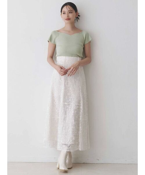 MERCURYDUO（マーキュリーデュオ）の「レースパッチワークフレアスカート（スカート・レディース・オフホワイト/ピンク・SMALL/MEDIUM）」の4枚目の写真