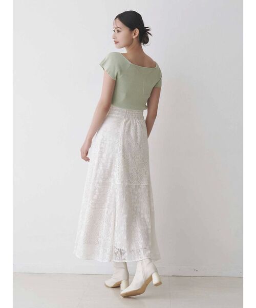 MERCURYDUO（マーキュリーデュオ）の「レースパッチワークフレアスカート（スカート・レディース・オフホワイト/ピンク・SMALL/MEDIUM）」の6枚目の写真