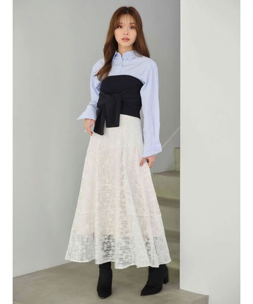 MERCURYDUO（マーキュリーデュオ）の「レースパッチワークフレアスカート（スカート・レディース・オフホワイト/ピンク・SMALL/MEDIUM）」の8枚目の写真