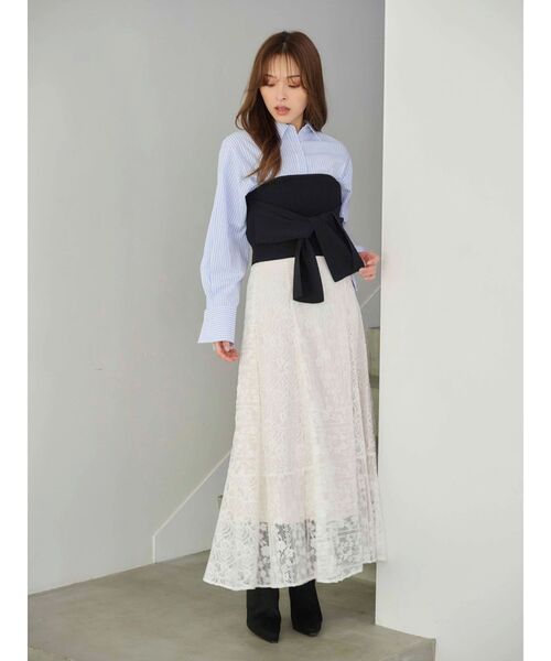 MERCURYDUO（マーキュリーデュオ）の「レースパッチワークフレアスカート（スカート・レディース・オフホワイト/ピンク・SMALL/MEDIUM）」の9枚目の写真