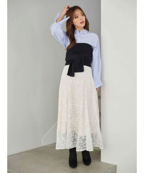 MERCURYDUO（マーキュリーデュオ）の「レースパッチワークフレアスカート（スカート・レディース・オフホワイト/ピンク・SMALL/MEDIUM）」の10枚目の写真